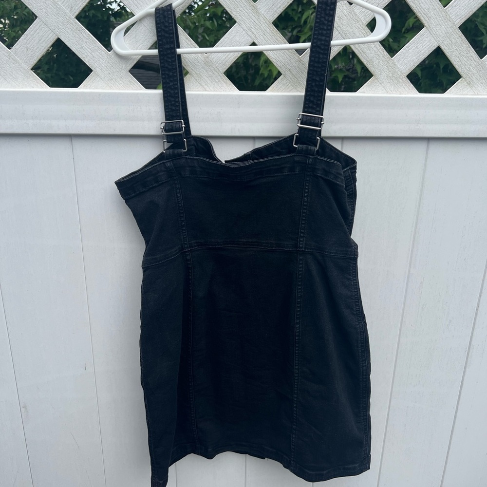 H&M Black Denim Button Front Mini Dress - Picture 3 of 4